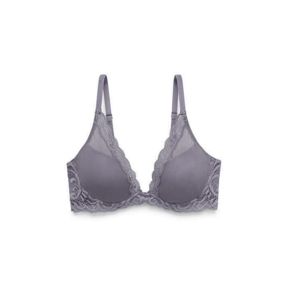 Natori Feathers Plunge T-Shirt Bra - Grey Nickle Size 32 DD 32DD‎ NEW 730023